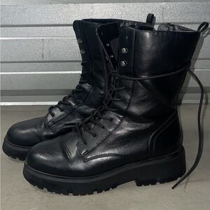 Steve Madden Black Combat Moto Boots